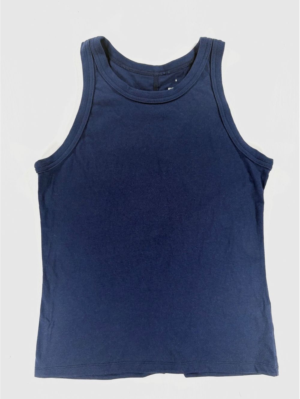 Everlane Navy Organic Cotton Ribbed High Neck Basics Layering Tank